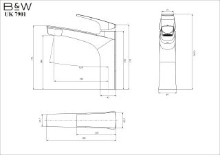 Смеситель для раковины Black&White Universe 7901MG с выдвижным изливом оружейная сталь